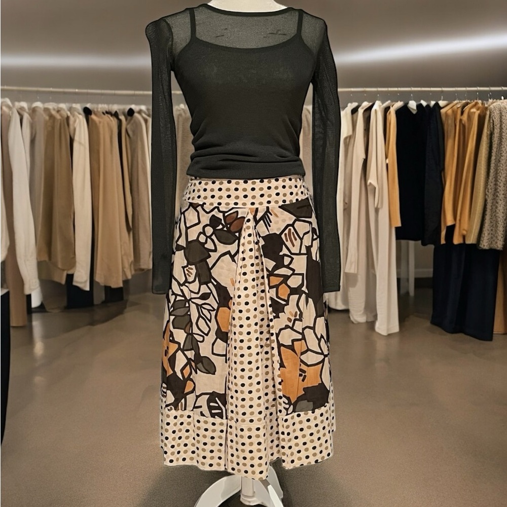 New Weekend Max Mara Floral Dot Printed Cotton Poplin Skirt Sz IT 38 US 4 NWOT - Picture 6 of 16